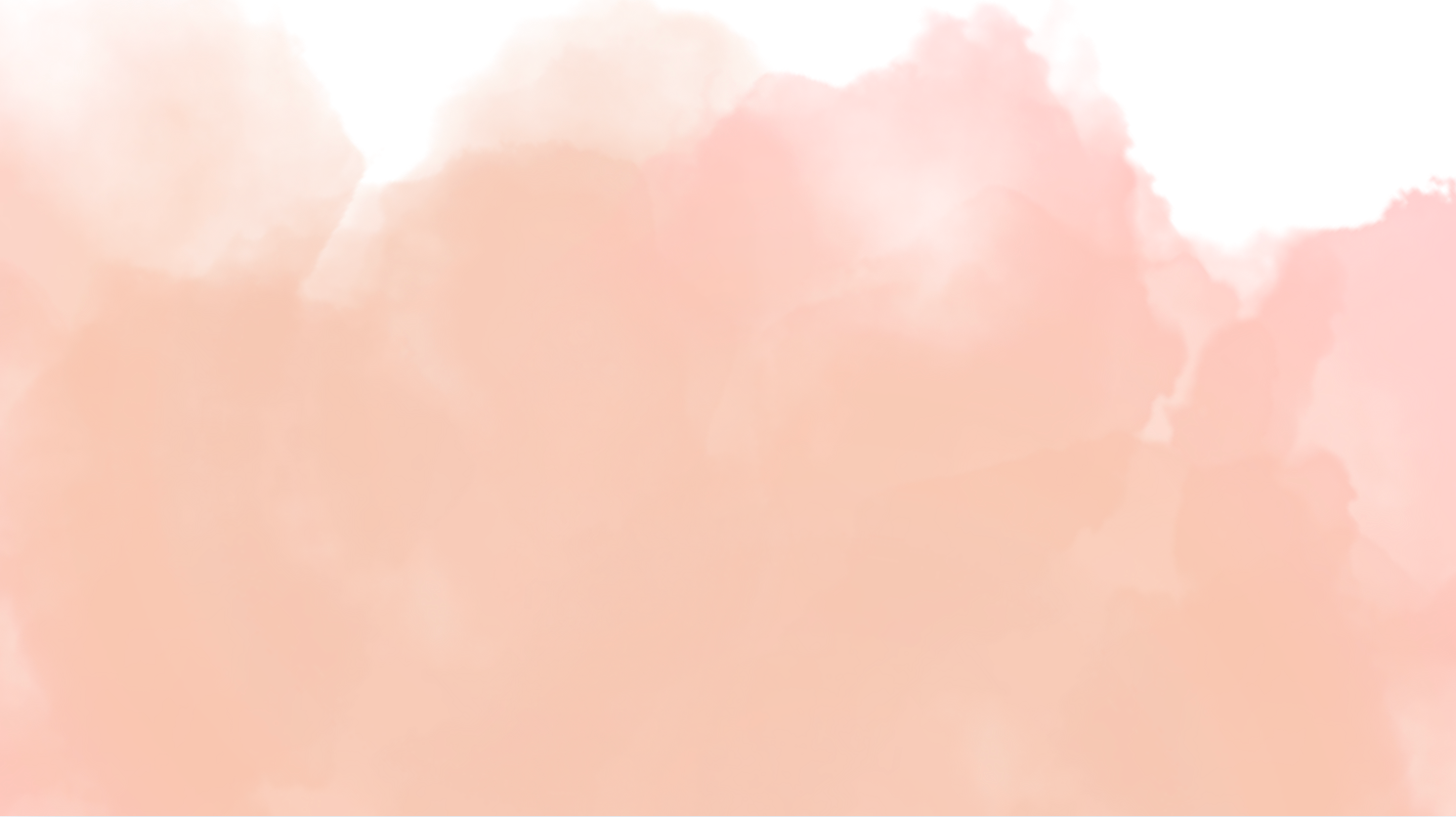 emná akvarelová skvrna v broskvových a světle růžových tónech s texturou vodových barev na bílém pozadí.